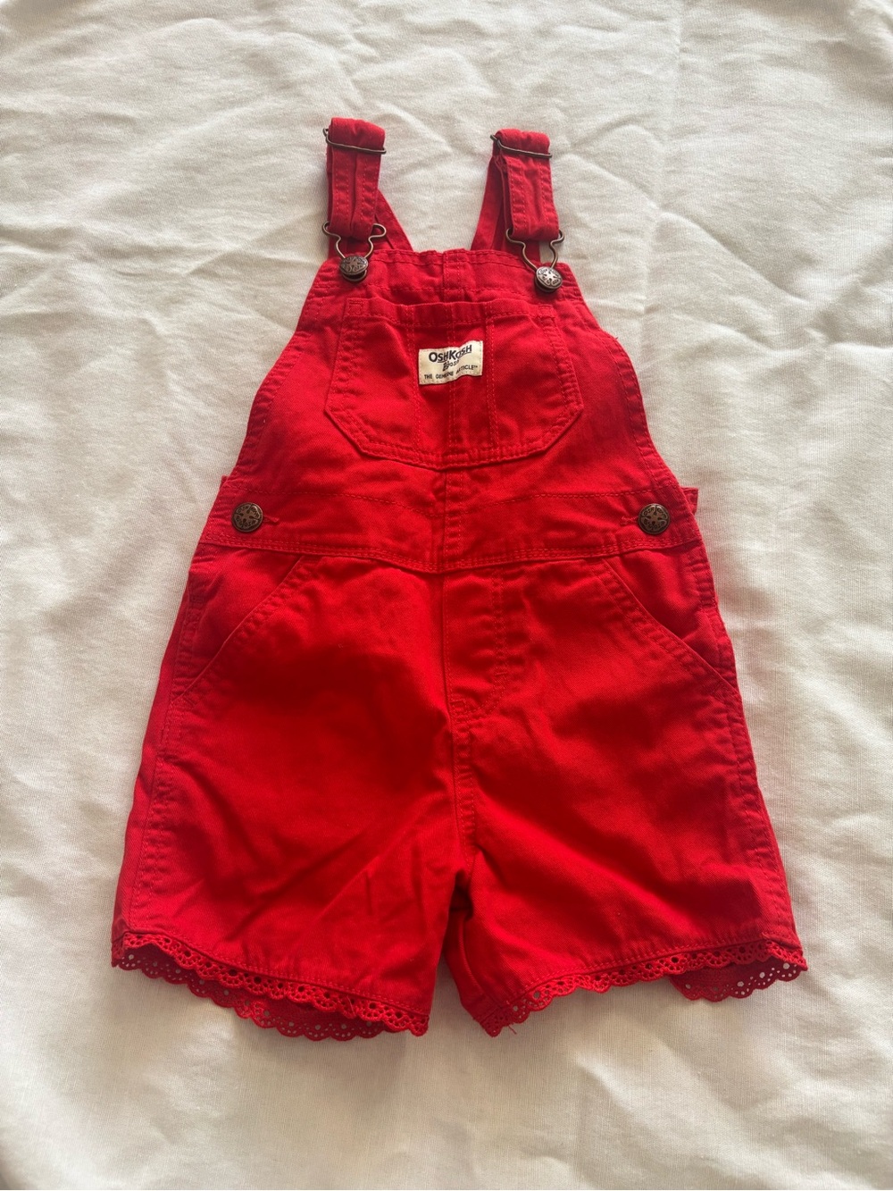 OshKosh B'gosh Red Girls' 3T Short Overalls